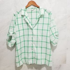 Koret Vintage Plaid Button Down Rolled Sle…